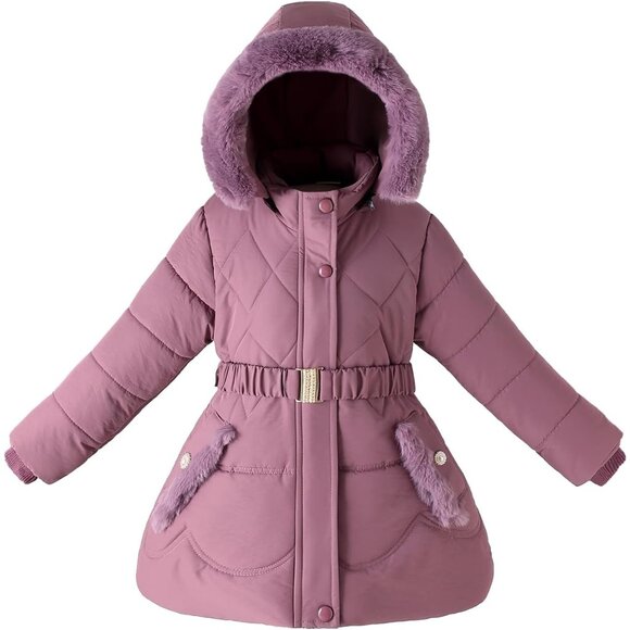 Must-Have Kids Girls Winter Coat - Warm Fleece Lining & Floral Pocket Accents
